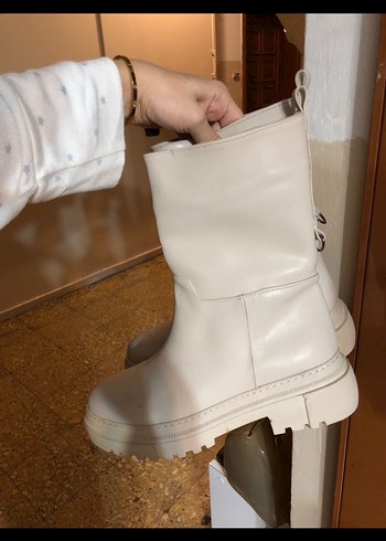 Bej Kadın Deri Bot Platform Topuklu - Görsel 3