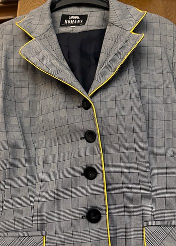 Düğmeli Gri Kadın Blazer Ceket - Görsel 3