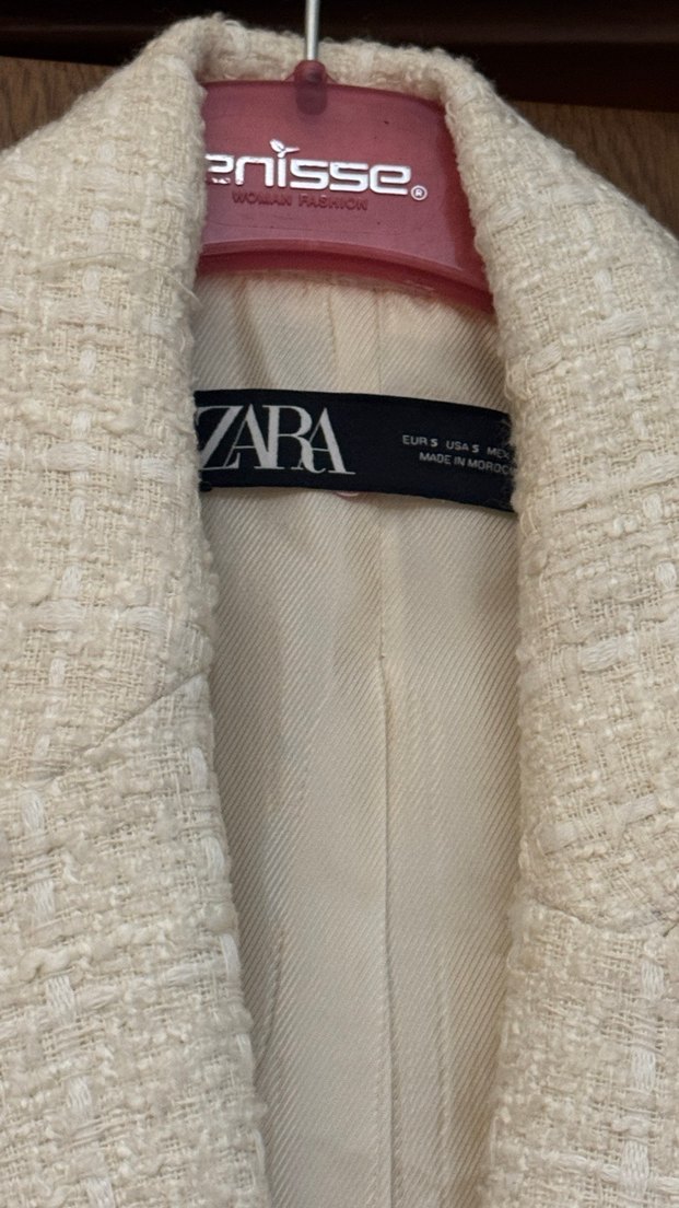 Düğmeli Beyaz Kadın Blazer Ceket - Görsel 3