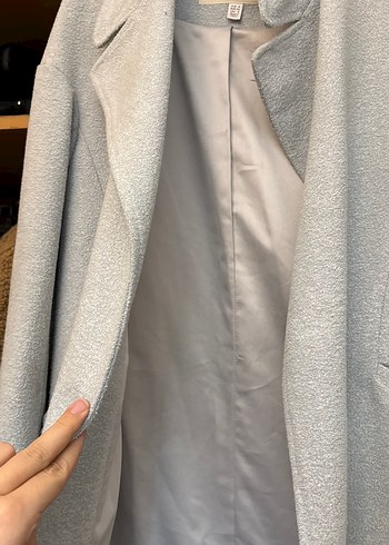 Açık Gri Uzun Kadın Kaban - Görsel 4