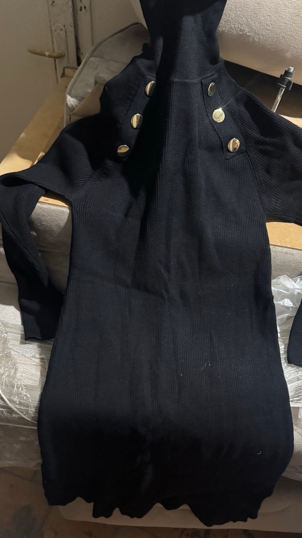 Düğmeli Siyah Uzun Kollu Kadın Kazak - Görsel 2