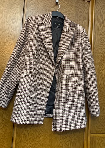 Massimo Dutti Klasik Ekose Keten Blazer Ceket