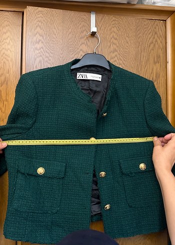 Zara Koyu Yesil Tuvit Ceket