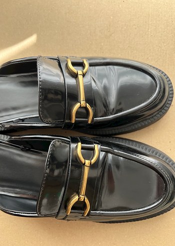 Siyah Rugan Topuklu Kadın Loafer - Görsel 5