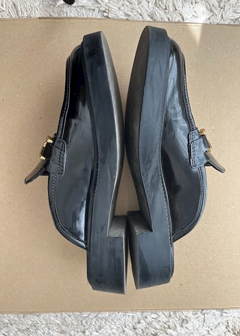 Siyah Rugan Topuklu Kadın Loafer - Görsel 6