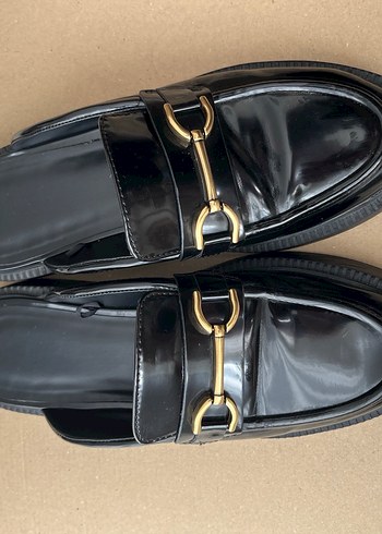 Siyah Rugan Topuklu Kadın Loafer - Görsel 2