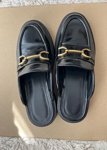 Siyah Rugan Topuklu Kadın Loafer - Görsel 4