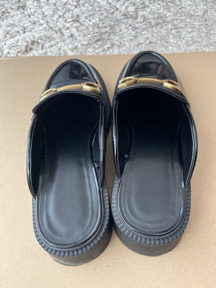 Siyah Rugan Topuklu Kadın Loafer - Görsel 3