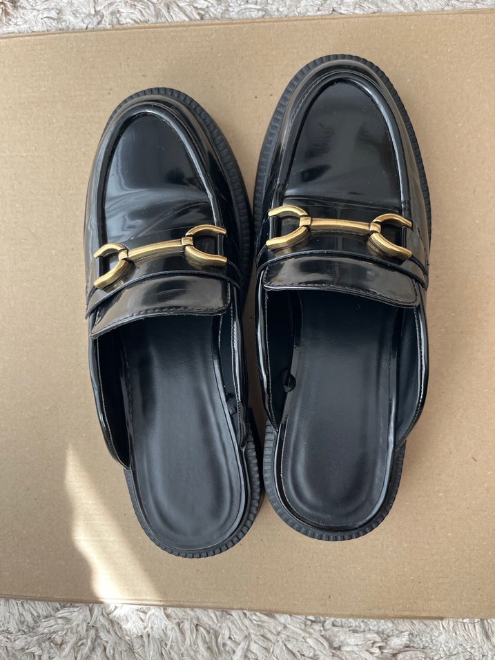 Siyah Rugan Topuklu Kadın Loafer - Görsel 4