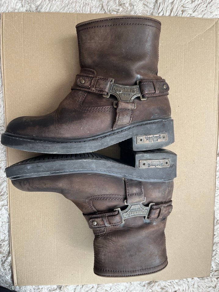 Kahverengi Deri Biker Kadın Botu - Görsel 3