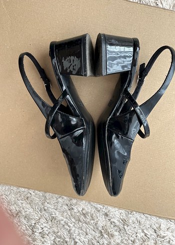 Kadın Siyah Rugan Tokalı Topuklu Ayakkabı - Görsel 4