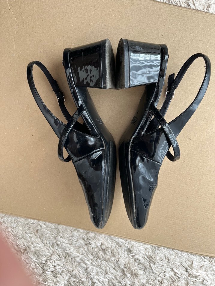 Kadın Siyah Rugan Tokalı Topuklu Ayakkabı - Görsel 4