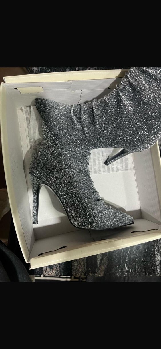 Gri Simli Stiletto Yılan Derisi Desenli Kadın Bot - Görsel 3