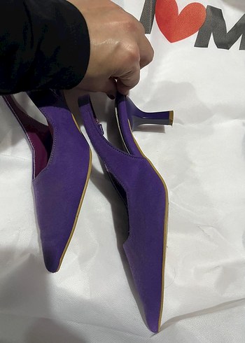 Mor Süet Stiletto Topuklu Kadın Ayakkabı - Görsel 2