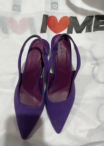 Mor Süet Stiletto Topuklu Kadın Ayakkabı - Görsel 3