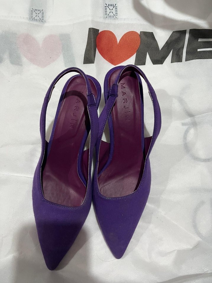 Mor Süet Stiletto Topuklu Kadın Ayakkabı - Görsel 3