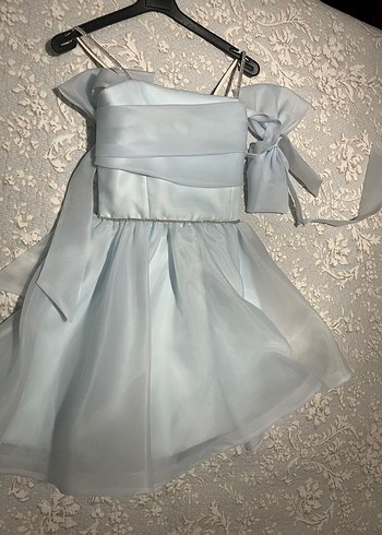 Mavi Askılı Kız Çocuk Abiye Elbise - Görsel 2