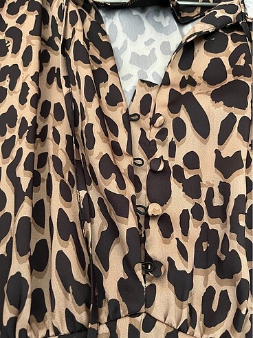 xs Beden Leopar elbise midi boy