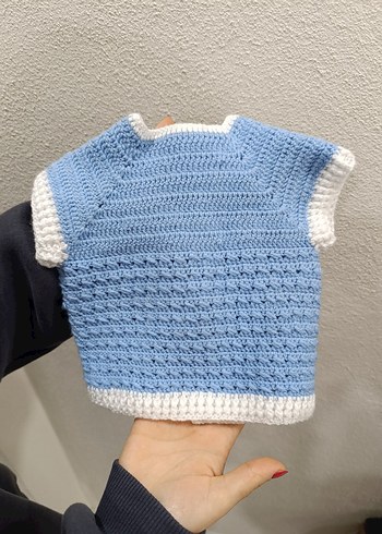 Erkek Bebek Örgü Askılı Tulum, yelek takımı - Görsel 6