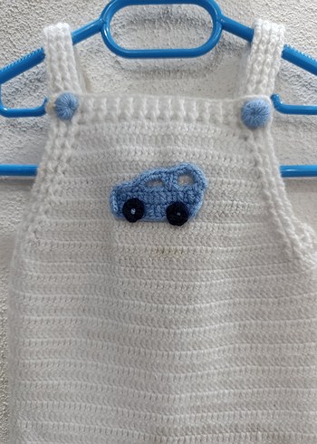 Erkek Bebek Örgü Askılı Tulum, yelek takımı - Görsel 3