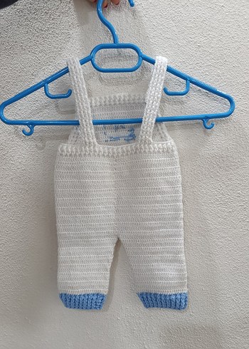 Erkek Bebek Örgü Askılı Tulum, yelek takımı - Görsel 2