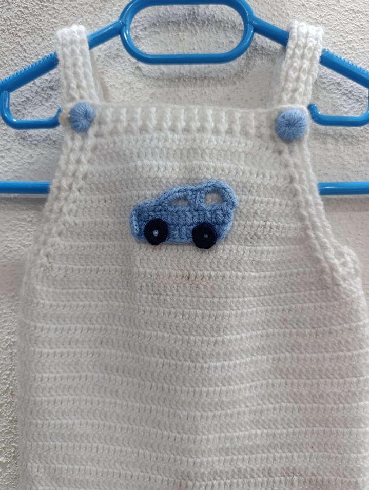 Erkek Bebek Örgü Askılı Tulum, yelek takımı - Görsel 3