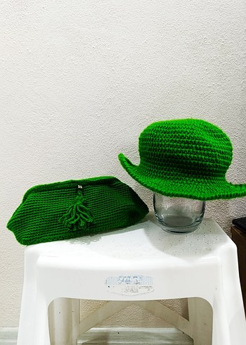 Yeşil Örgü Kadın Şapka - Görsel 4