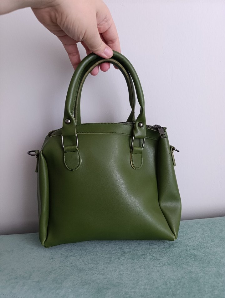 Yeşil Deri Tokalı Kadın Çanta - Görsel 2