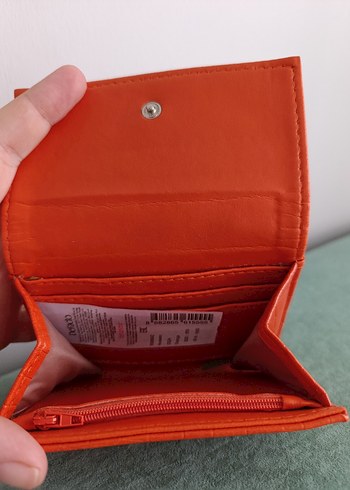 Turuncu Deri Yılan Desenli Kadın Cüzdanı - Görsel 2