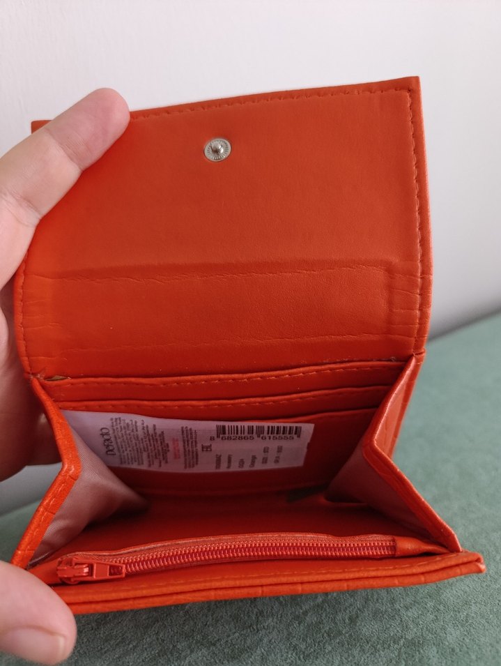 Turuncu Deri Yılan Desenli Kadın Cüzdanı - Görsel 2