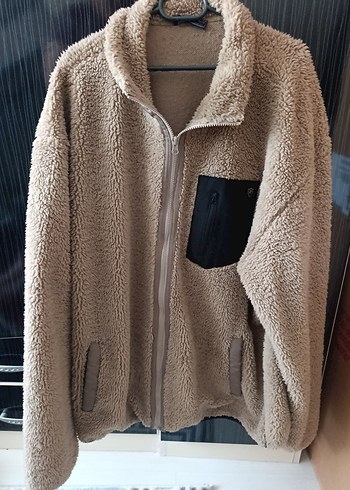 Kahverengi Peluş Fermuarlı Ceket - Görsel 3