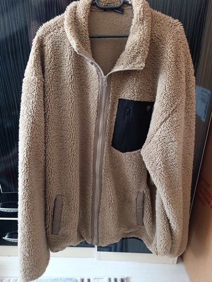 Kahverengi Peluş Fermuarlı Ceket - Görsel 2