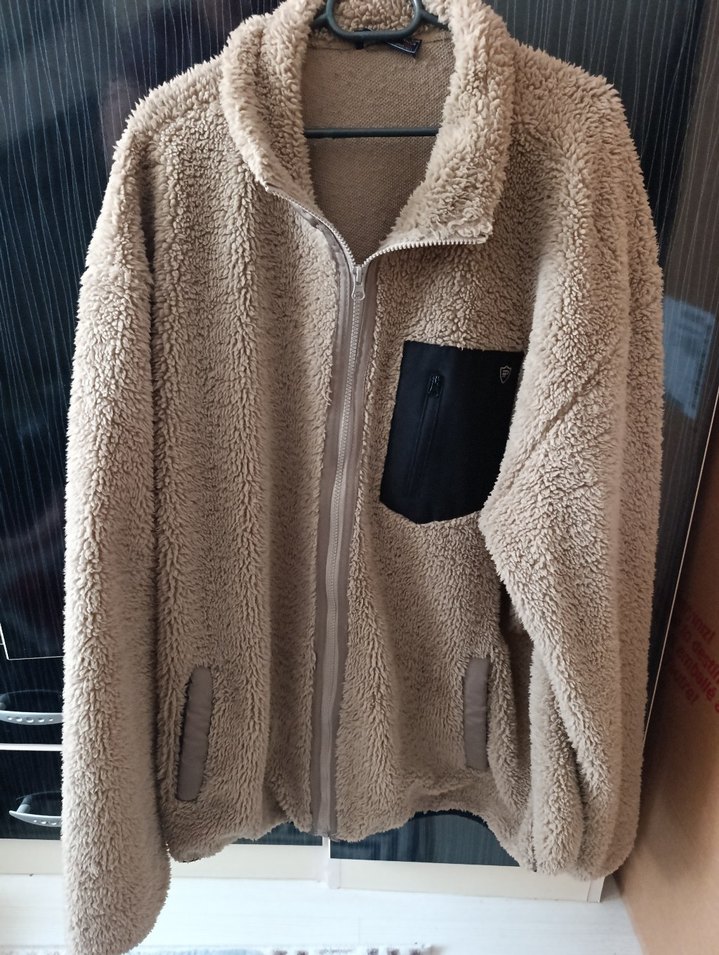 Kahverengi Peluş Fermuarlı Ceket - Görsel 3