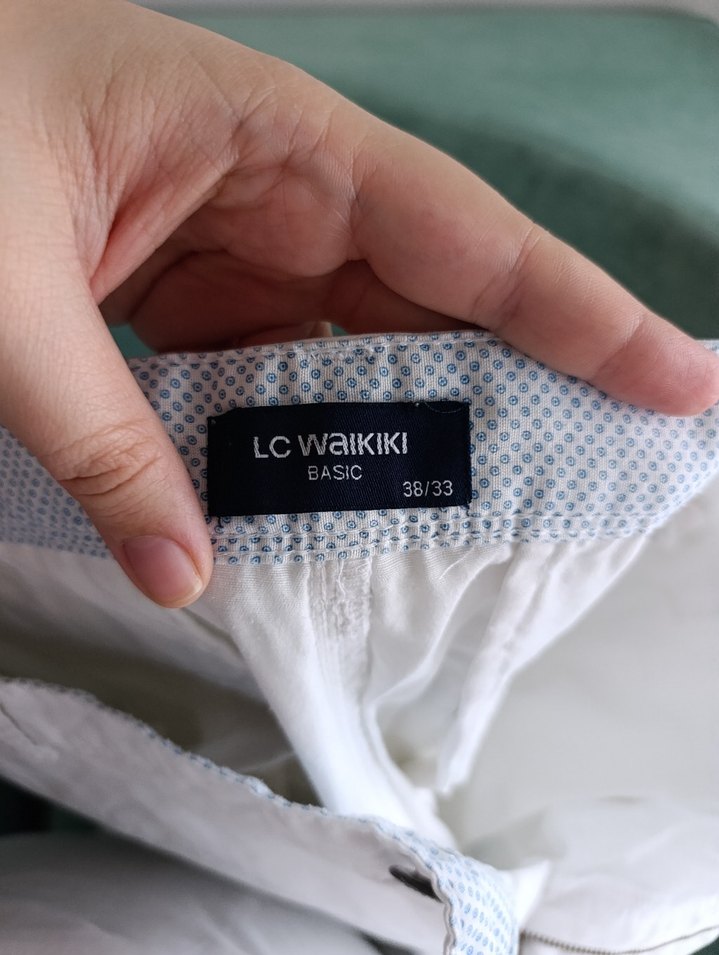 Erkek Beyaz Keten Rahat Kesim Pantolon - Görsel 5