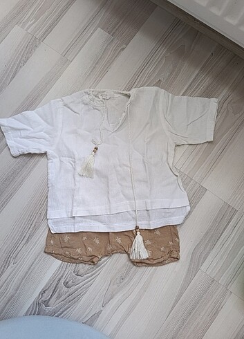 18-24 Ay Beden Keten dokulu gömlek