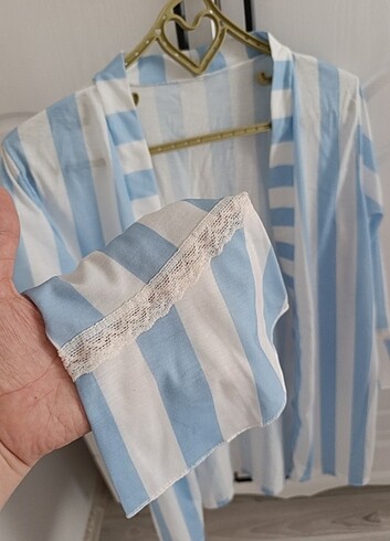 xxl Beden mavi Renk Çizgili sabahlık 
