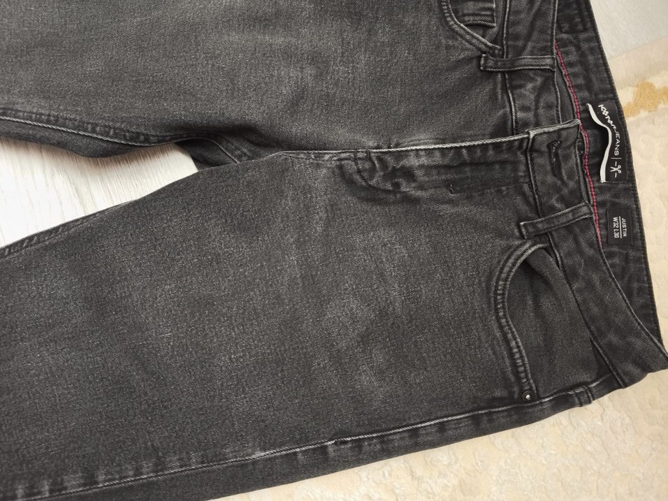 Gri Nakışlı Düğmeli erkek Kot Pantolon - Görsel 3