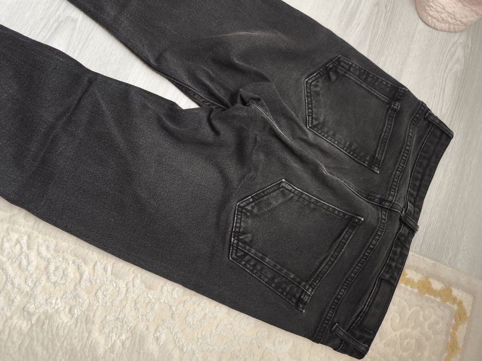 Düğmeli Gri Kadın Denim Pantolon - Görsel 2