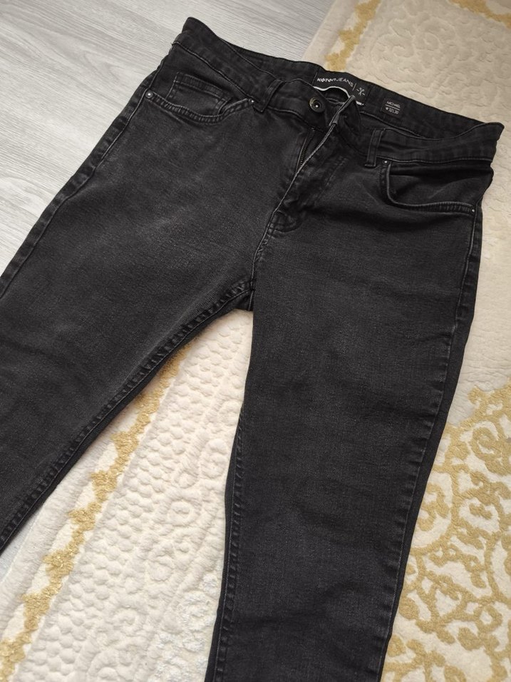 Gri Düğmeli erkek Denim Pantolon - Görsel 2