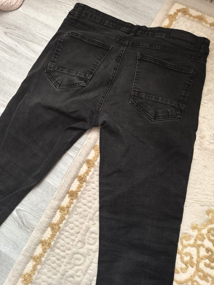 Gri Düğmeli erkek Denim Pantolon - Görsel 3