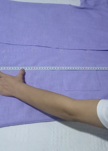 xl Beden Düğmeli Mor Keten tunik