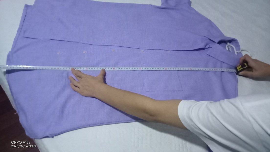 Düğmeli Mor Keten tunik - Görsel 3