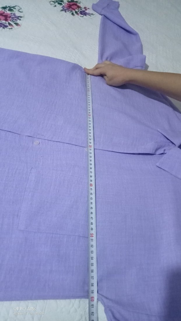 Düğmeli Mor Keten tunik - Görsel 2