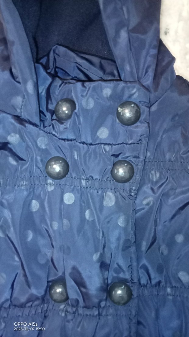 Kız Çocuk Lacivert Kapüşonlu Kaban - Görsel 3