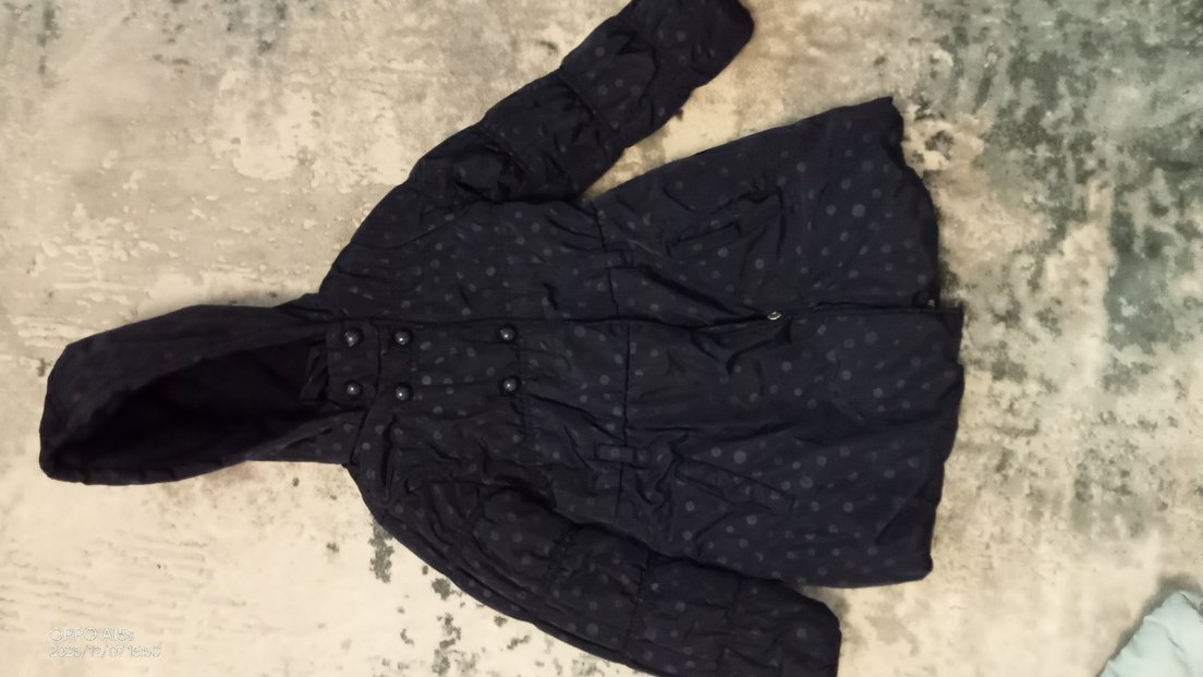 Kız Çocuk Lacivert Kapüşonlu Kaban - Görsel 2