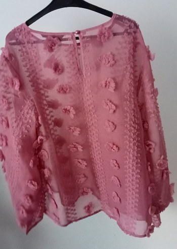 Pembe Nakışlı Bohem Uzun Kollu Bluz - Görsel 5