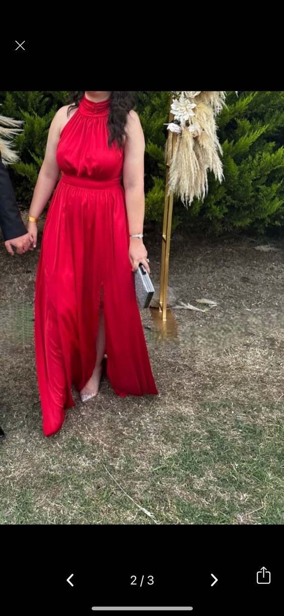 Kırmızı Uzun Drapeli Hamile Abiye Elbise - Görsel 2