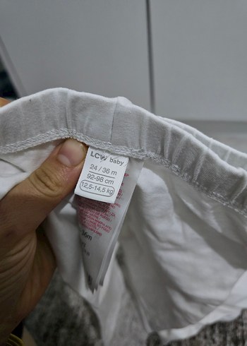 Kız Çocuk Desenli Beyaz Pamuklu Tayt - Görsel 4