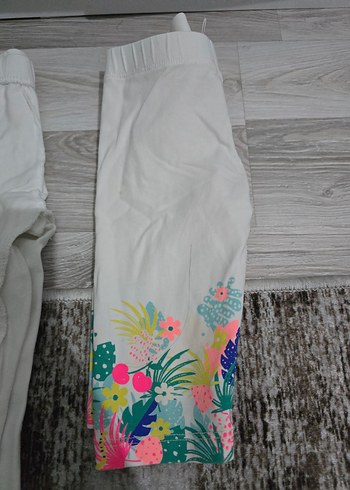 Kız Çocuk Desenli Beyaz Pamuklu Tayt - Görsel 2