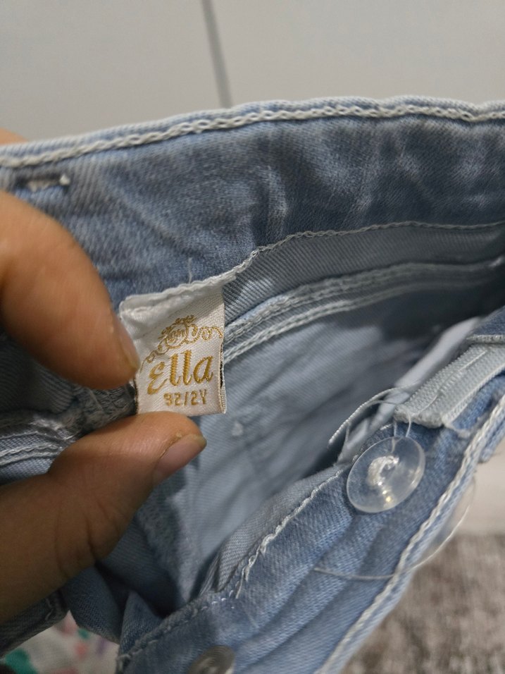 Kızlar için Gri Mavi Bağlamalı Bol Kesim Kot Şort - Görsel 2